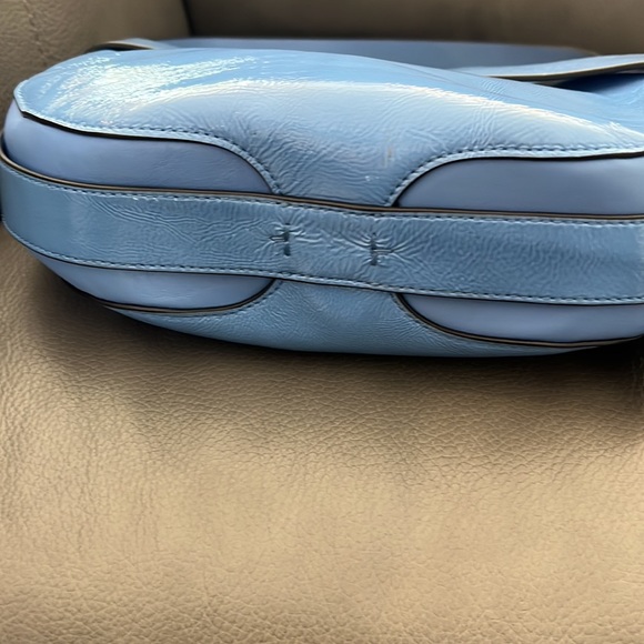 Tory Burch Gemini Link Shoulder Bag Wallis Blue Crossbody Leather - Picture 3 of 4